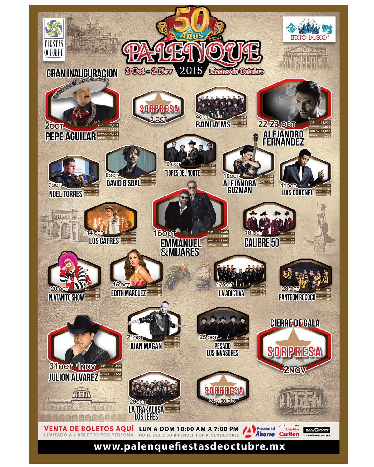 Cartel del Palenque Fiestas de Octubre 2015